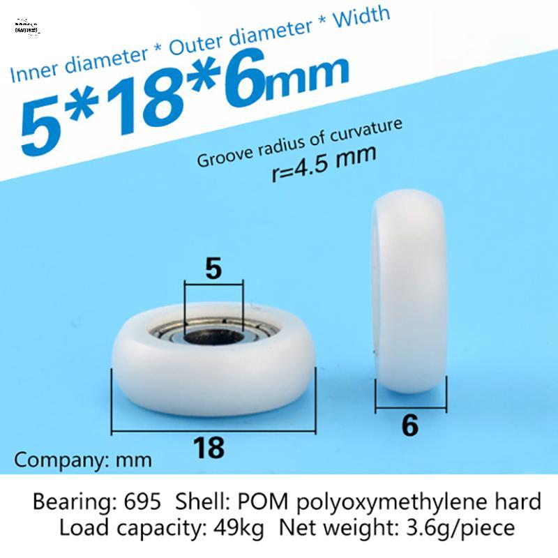 GoGoHome 2 Chiếc 695ZZ 5x18x6mm POM Nylon Vòng Loại Con Lăn Bánh Xe POM Bọc 695ZZ Mang Ròng Rọc Bánh
