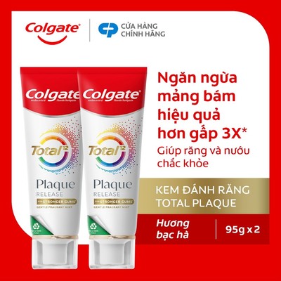 Bộ 2 Kem đánh răng Colgate Total Plaque Release 95g/tuýp giúp khỏe nướu, ngăn mảng bám hiệu quả gấp 3 lần