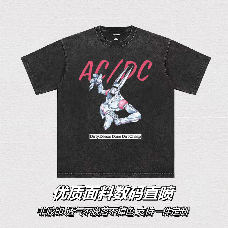 JOJO 's Bizarre Adventure ACDC Araki Hirohiko President D4C Áo thun nam ngắn tay giặt quần áo