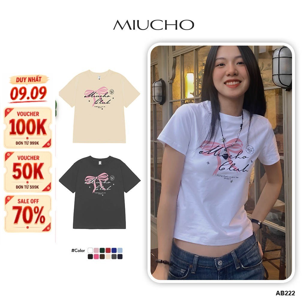 Áo thun baby tee AB222 Miucho vải in Graphic