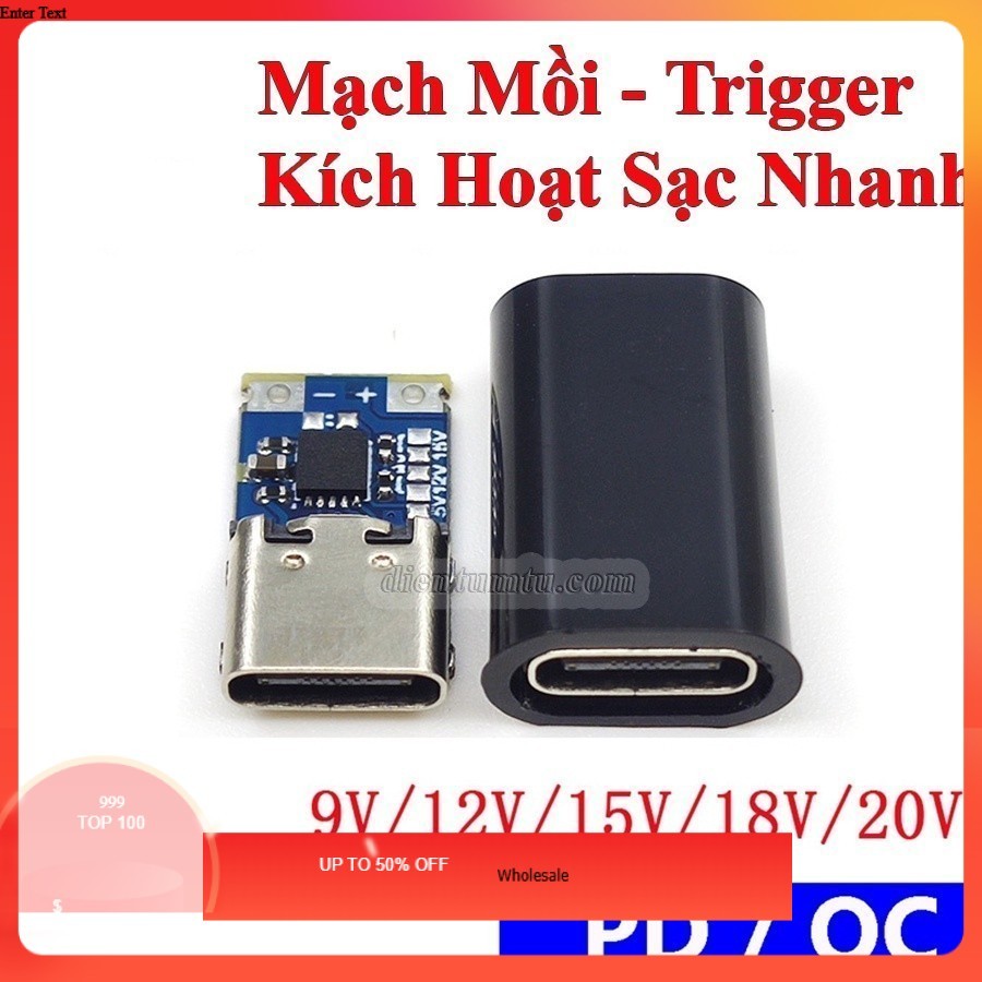 110 Module - Mạch Trigger Type-C - Mạch Mồi Kích Hoạt Sạc Nhanh QC2.0 PD2.0 Lấy Nguồn DC 9V 12V 15V 