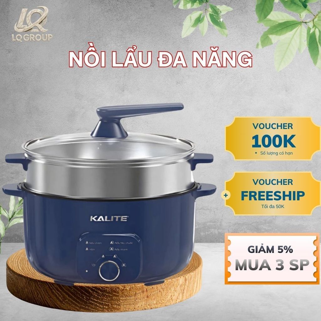 LQ- Nồi Lẩu Hấp Đa Năng KALITE KL568-S Công Suất 2000W Dung Tích 11L - Tự Động Ngắt Điên Khi Quá Nhi