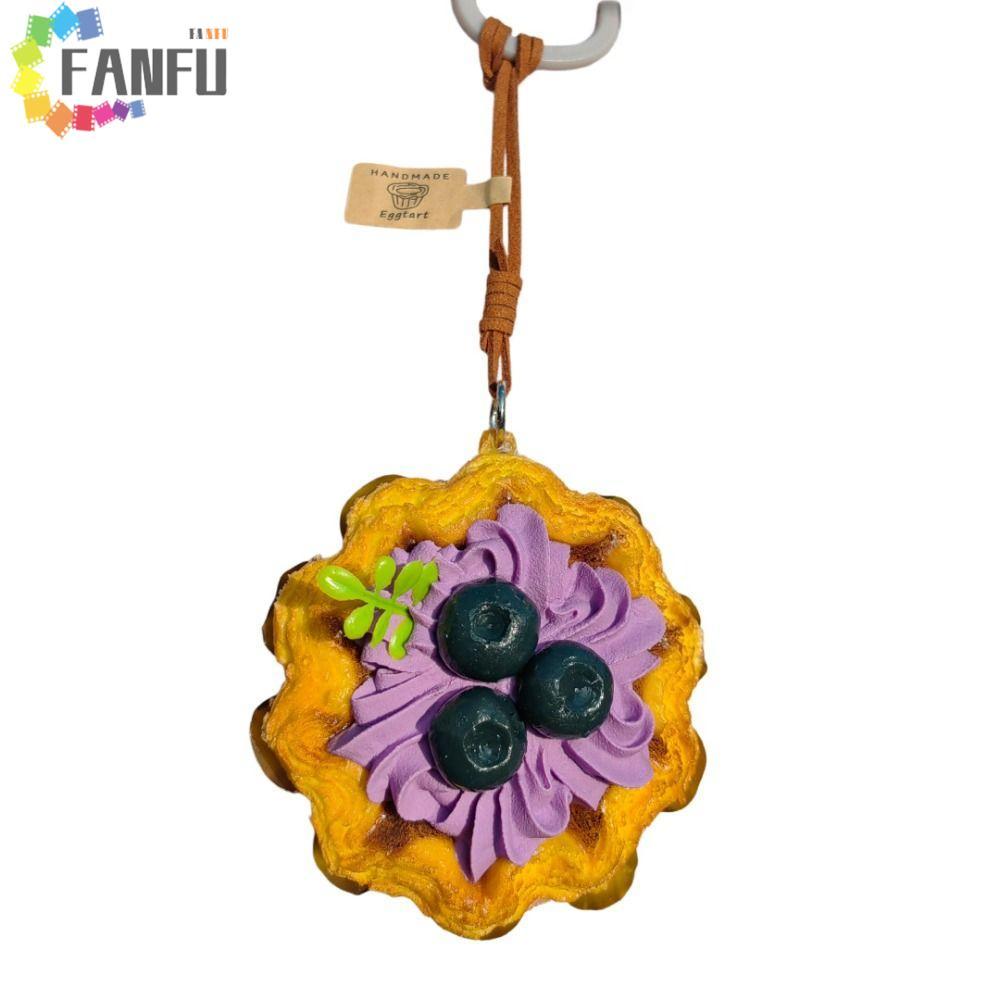 FANFUZOUZU Trứng Tart Móc Khóa, Puff Pastry Shape Mô Phỏng Thực Phẩm Trứng Tart Model Móc Khóa, Trứn