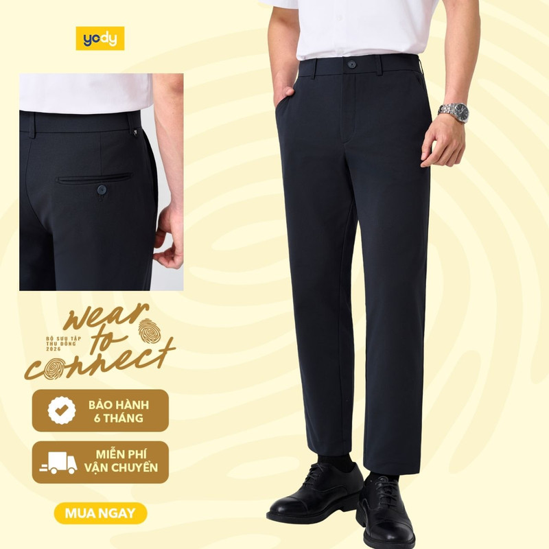 [BST EASY OFFICE] Quần Âu Nam Yody Khóa Sườn Cạp Chun Keo MOTR26A001