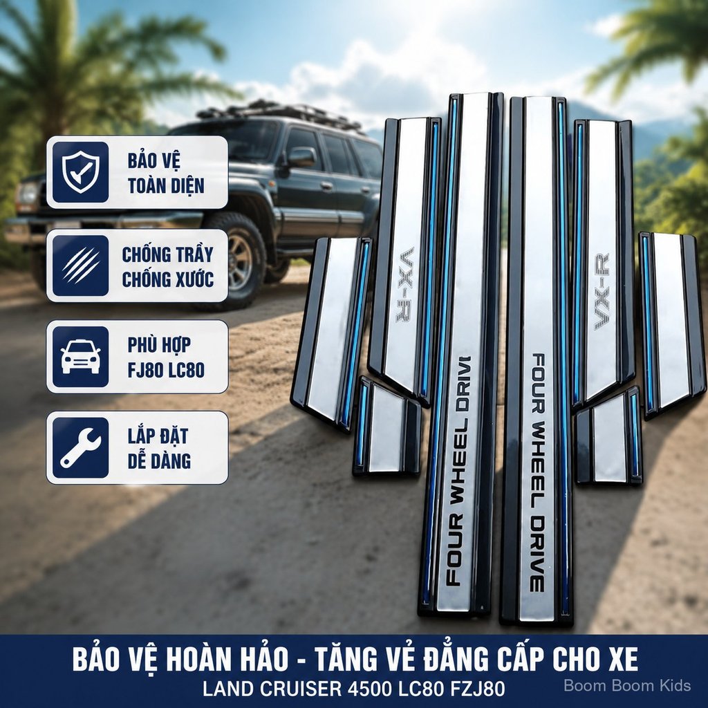 Thanh chống trầy cửa Land Cruiser 4500 LC80 FZJ80, bảo vệ thân xe chống xước, bền đẹp