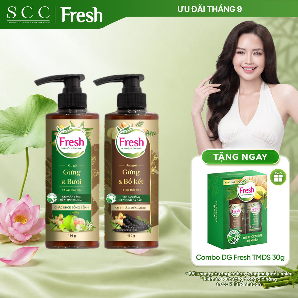 [LIVE] Dầu Gội FRESH Thảo Mộc Dưỡng Sinh Sạch Gàu Mềm Mượt / Chắc Khỏe Bồng Bềnh 480g/chai