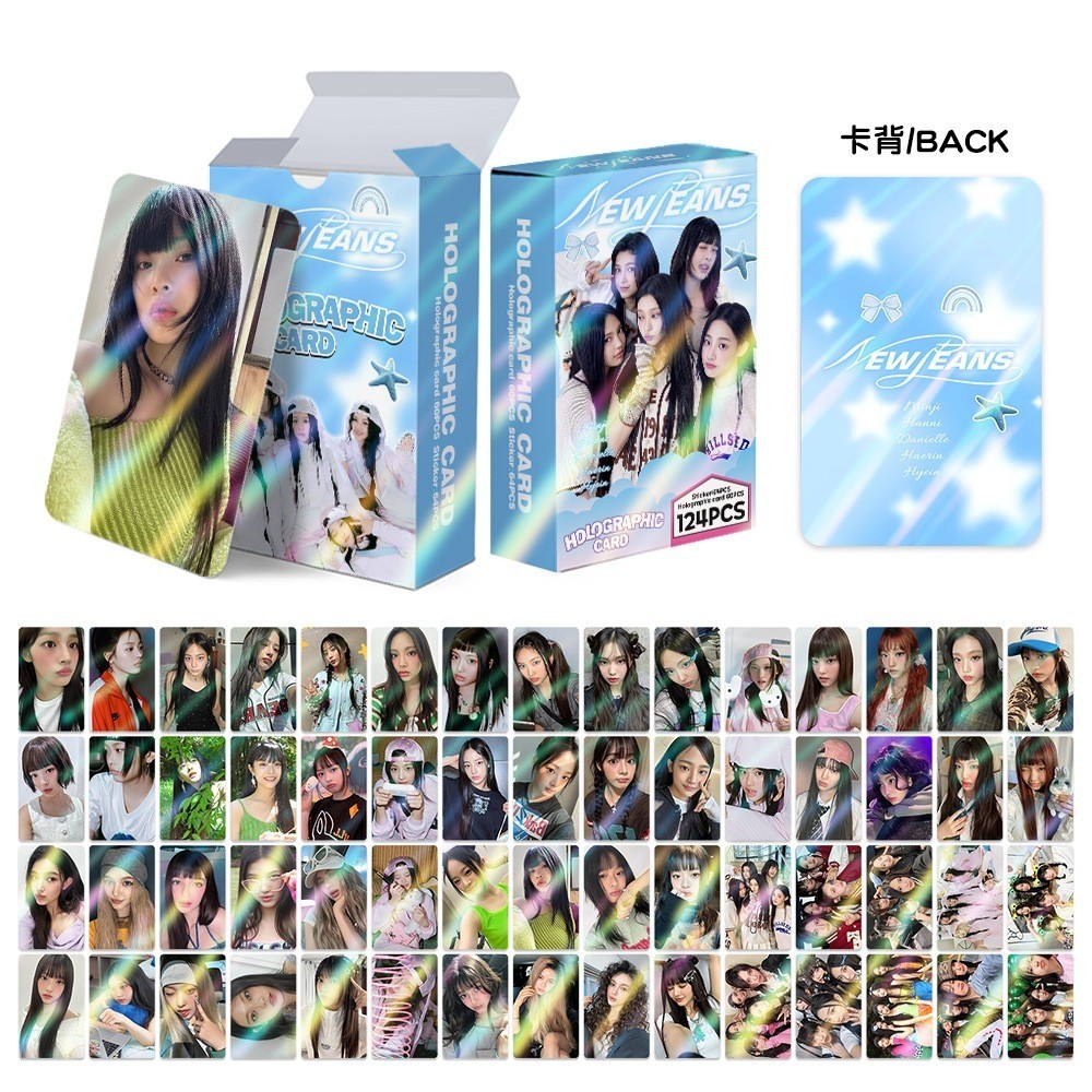 Hàng sẵn có 124 Thẻ Laser NEWJEANS Flash Cards NJ Thẻ ba chiều KPOP Star Merchandise LOMO Thẻ ảnh