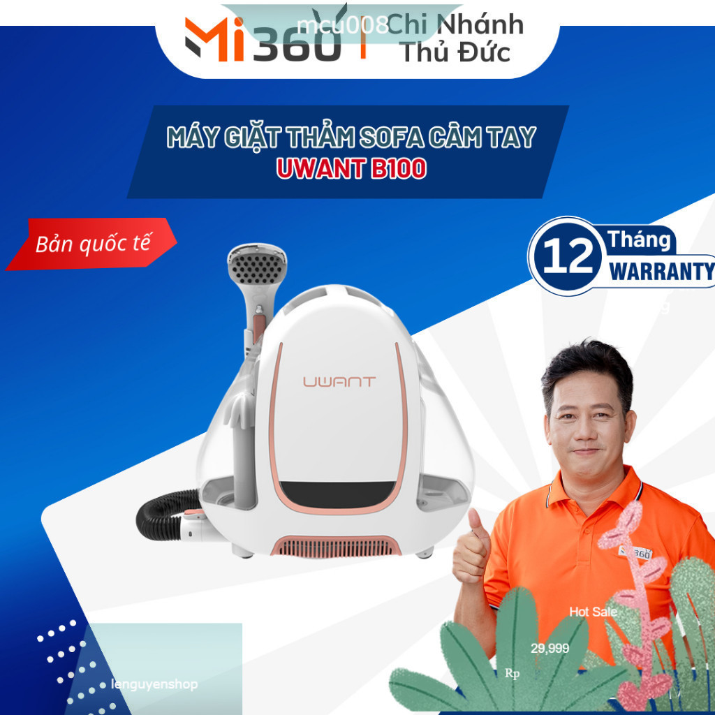 Máy Giặt Thảm Sofa Cầm Tay Uwant B100 Bản Quốc Tế -Hàng Chính Hãng