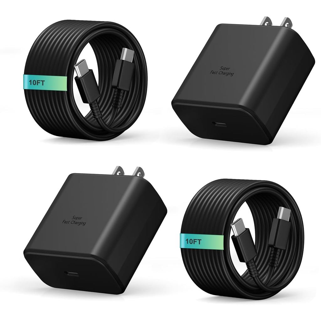 Bộ sạc siêu nhanh 2 gói 45W USB C, Bộ sạc điện thoại Android 45W với bộ sạc 10FT Type C Bộ sạc nhanh