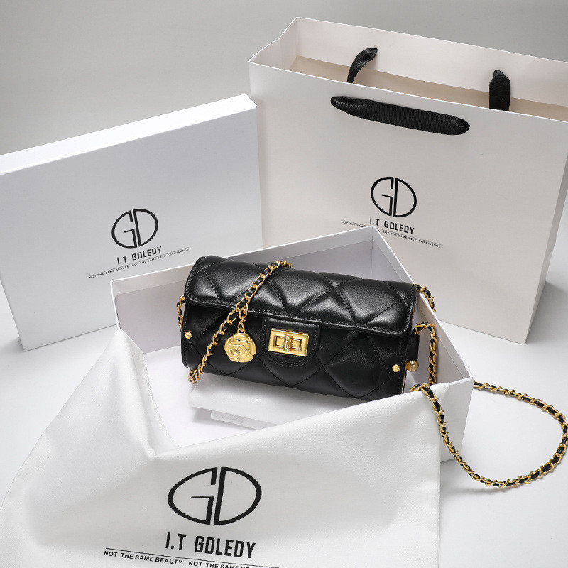 Hồng Kông IT GDLEDY Da Thật Chính Hãng ins Niche Kim Cương Dây Xích Túi Nhỏ 2021 Phong Cách Mới Nữ P
