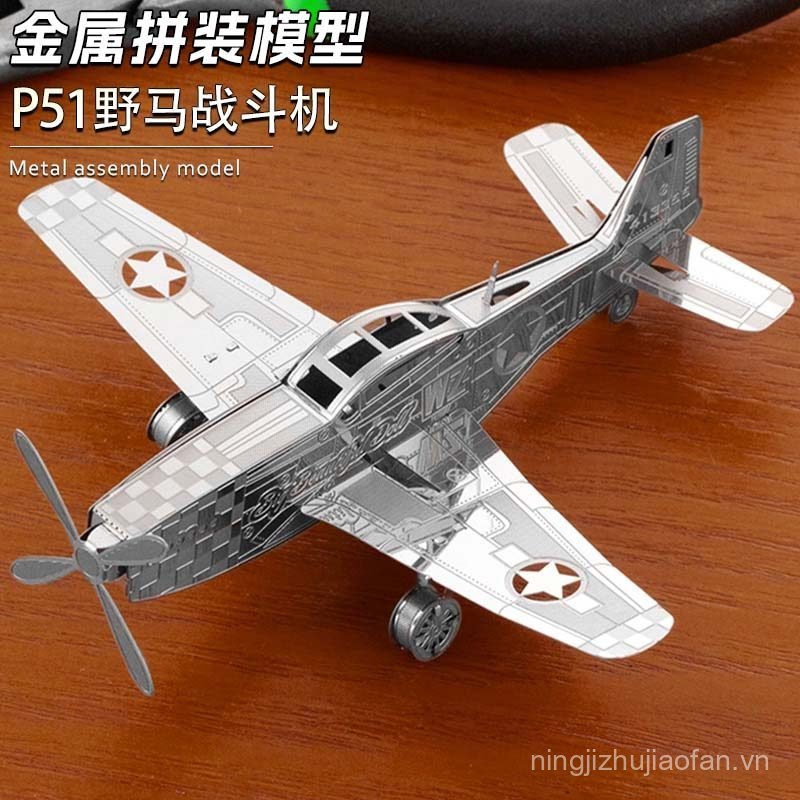 Tình Yêu Lắp Ráp Tất Cả Kim Loại Thép Không Gỉ DIY Lắp Ráp Mô Hình 3D Mini Ba Chiều Xếp Hình P51 Mus