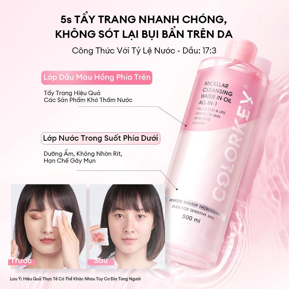 Ảnh 6 của Nước tẩy trang 2 lớp Colorkey Micellar Cleansing Water In Oil All-In-1 cho mọi loại da 500ml