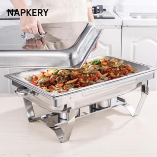 Máy hâm nóng thức ăn tự chọn NAPKERY, 1 / 2 / 3 Lưới hình chữ nhật Buffet Chafing Dish, Đĩa bếp tự chọn có thể gập lại đa chức năng dung tích lớn