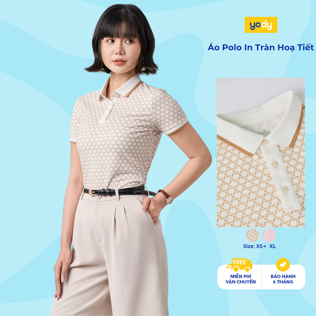 Áo Polo Nữ Yody In Tràn Hoạ Tiết WCPO26A009
