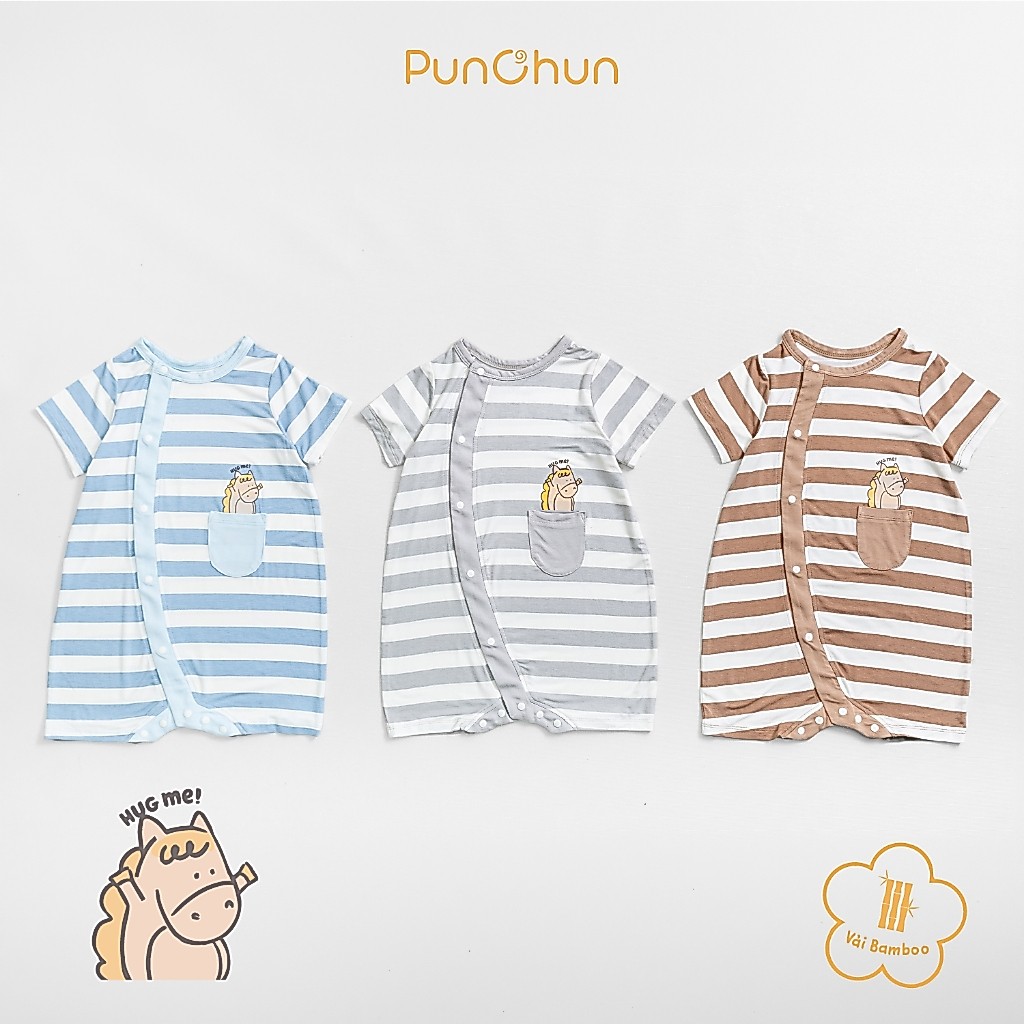 [PUNCHUN 0-12M] Body cộc cúc chéo Punchun Cup cho bé trai