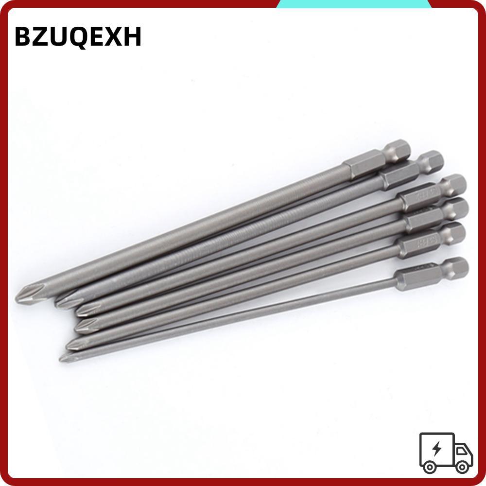 Bộ mũi tuốc nơ vít BZUQEXH 6 chiếc, mũi tuốc nơ vít chữ thập bằng thép hợp kim S2 dài 150mm / 6 inch