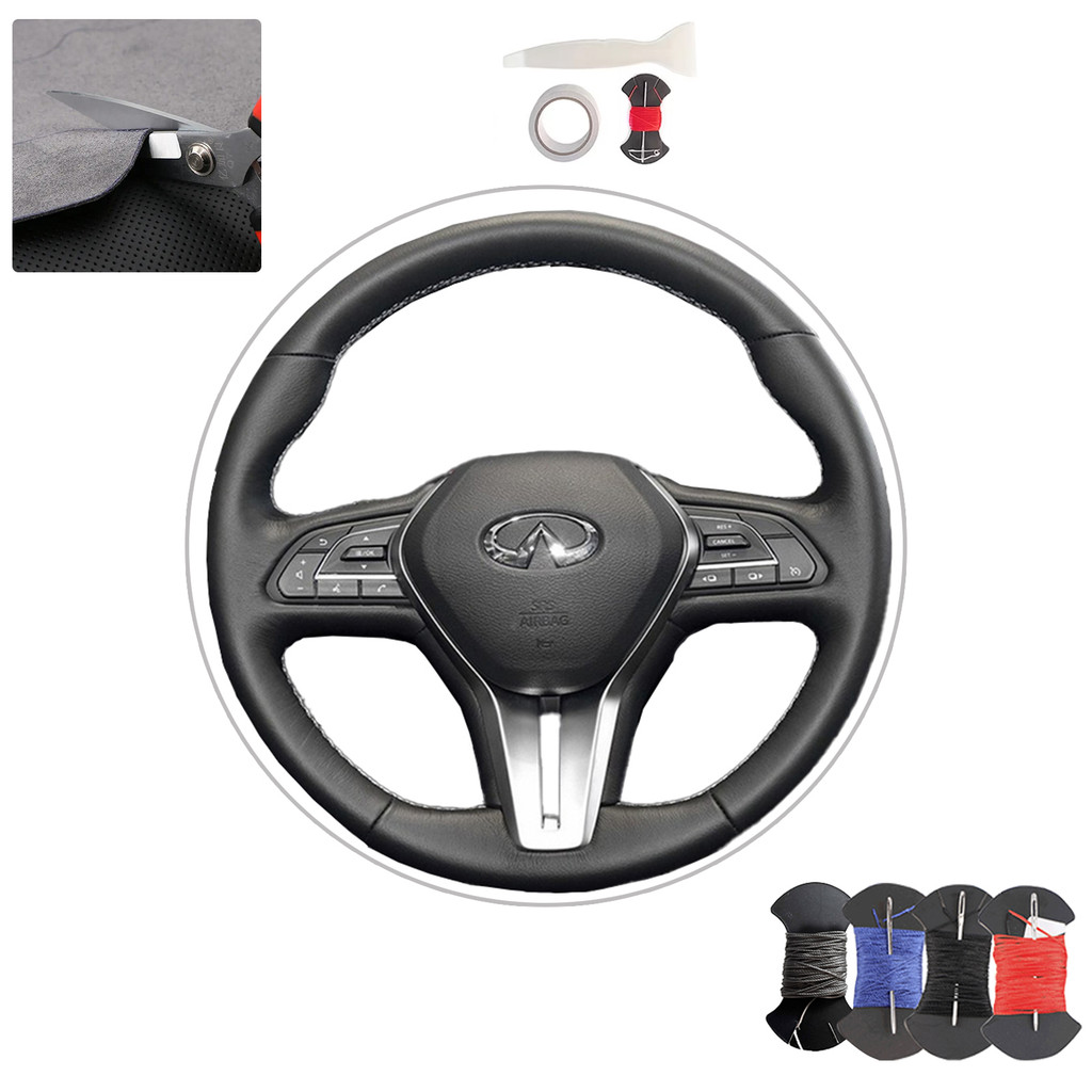 Cao Cấp Sợi Da Tay Khâu Tay Lái Ô Tô Dành Cho Infiniti Q50 2017-2019 Q60 2015-2019 QX50 2018-2019