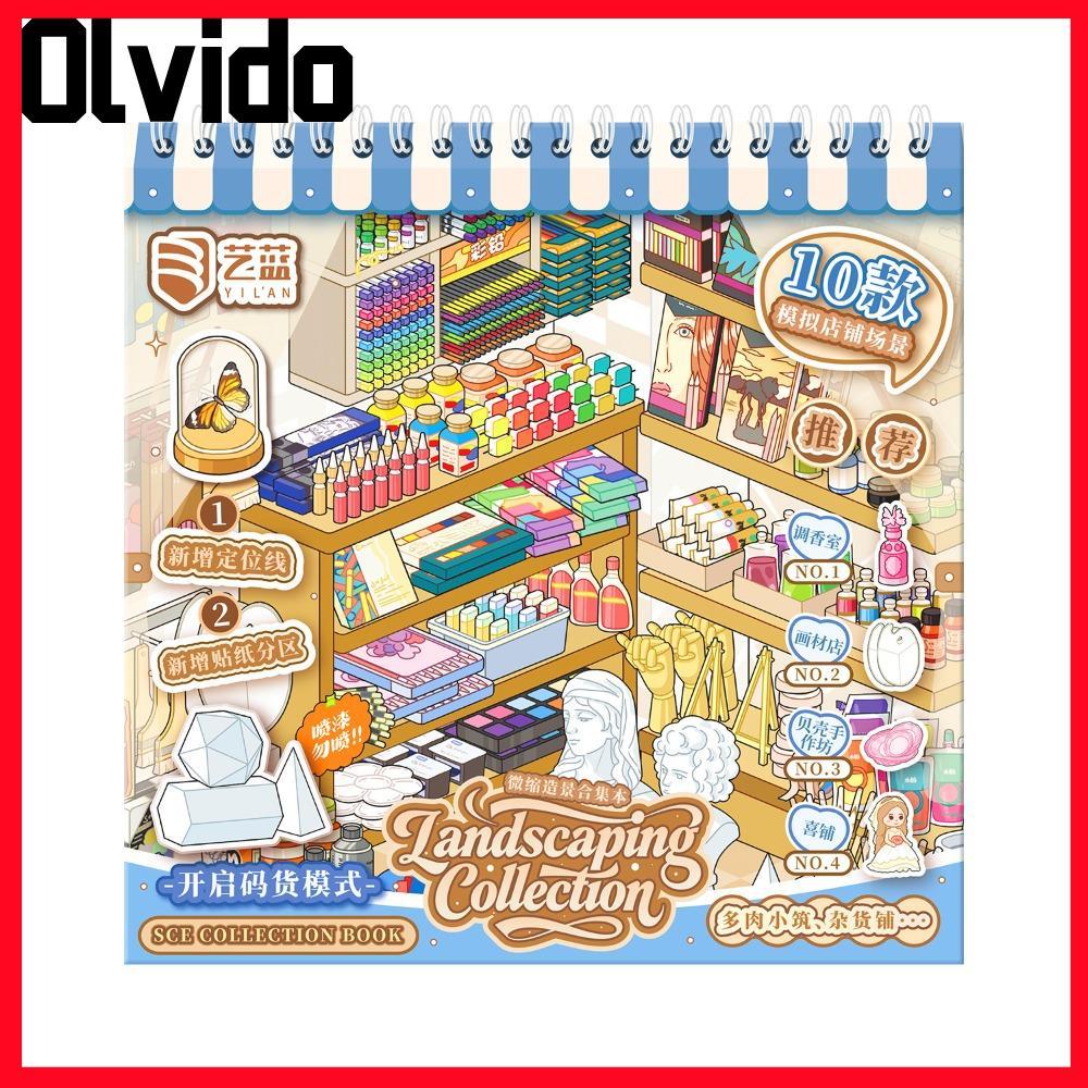 OLVIDO Sticker Book, Store Series 30 Tờ Mini Scene Sticker, Die-cut Minh họa tinh tế Cửa hàng giảm c