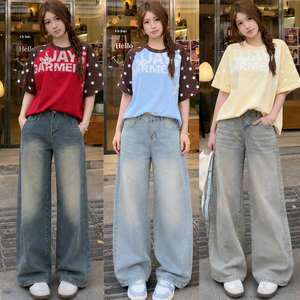 Quần Jeans  Suông Ống Rộng Đứng  MIAA Cạp Cao Màu RETRO , Quần Jeans Ống Suông Ver 1 nhiều màu tôn d