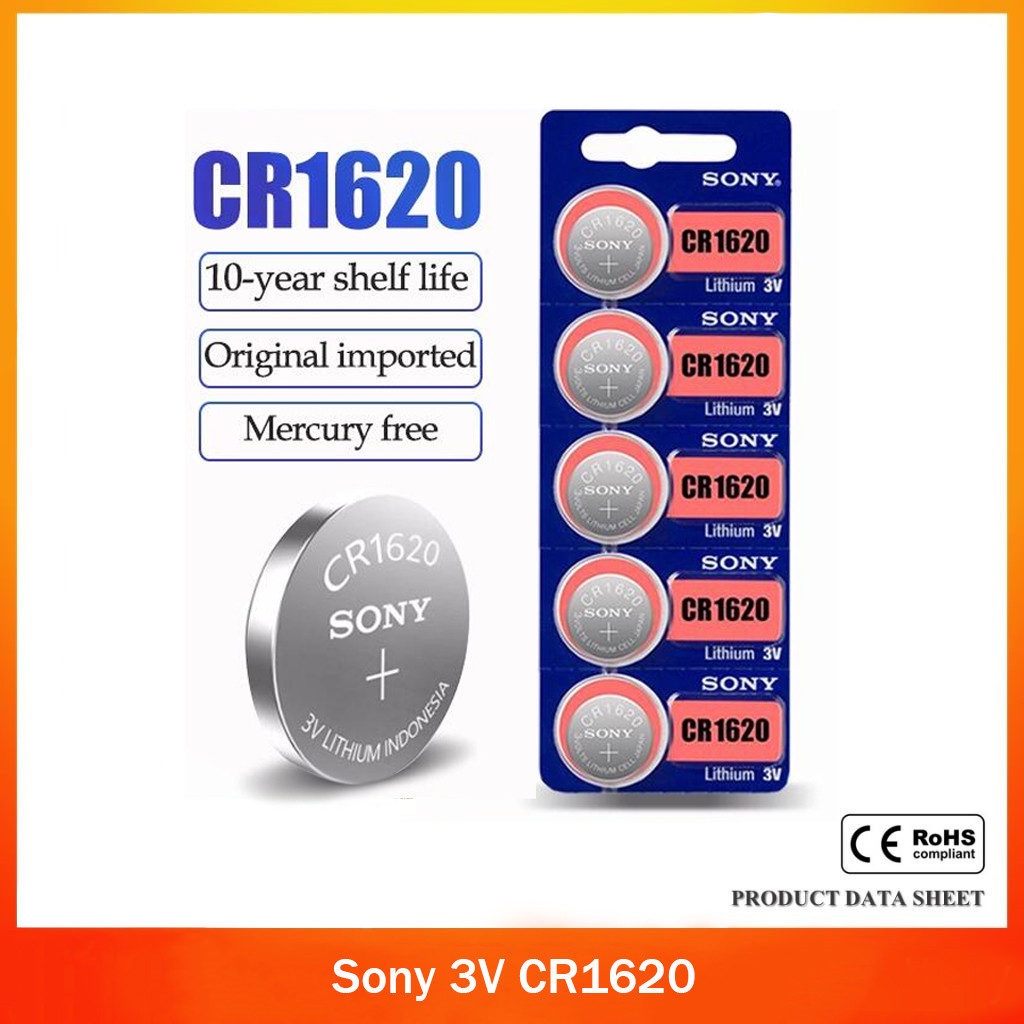 Sony 3V CR1620 CR 1620 ECR1620 DL1620 Button Cell Lithium Battery FOR Car Remote Key E-dictionary Wa