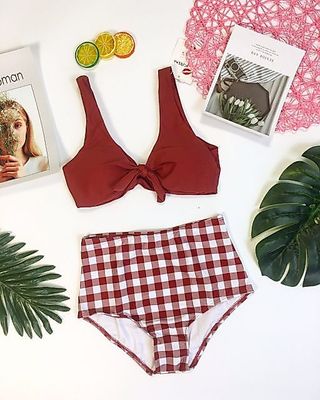 Bikini cột nơ caro đỏ( kèm hình thật)