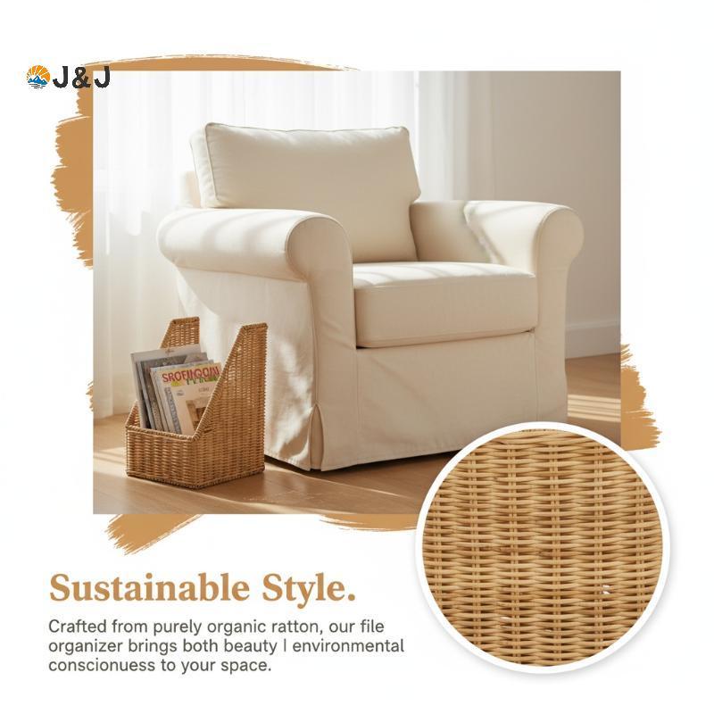 [J & J] Mây Crafted Desktop File Organizer Handwoven Magazine Ra for Office [MỚI]