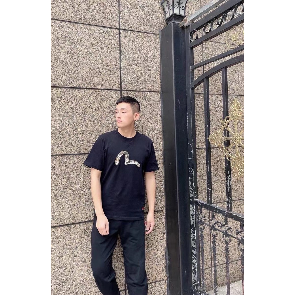 Áo thun Evisu / Áo thun Evisu in hình ngắn tay nam nữ Áo thun cổ tròn Áo thun dáng rộng Punk Sports 