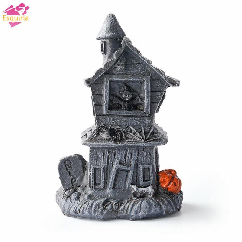 Trang viên Eerie với bí ngô Thời tiết Eerie Trang viên Bức tượng ma quái Halloween cho Mantel, Kệ sá