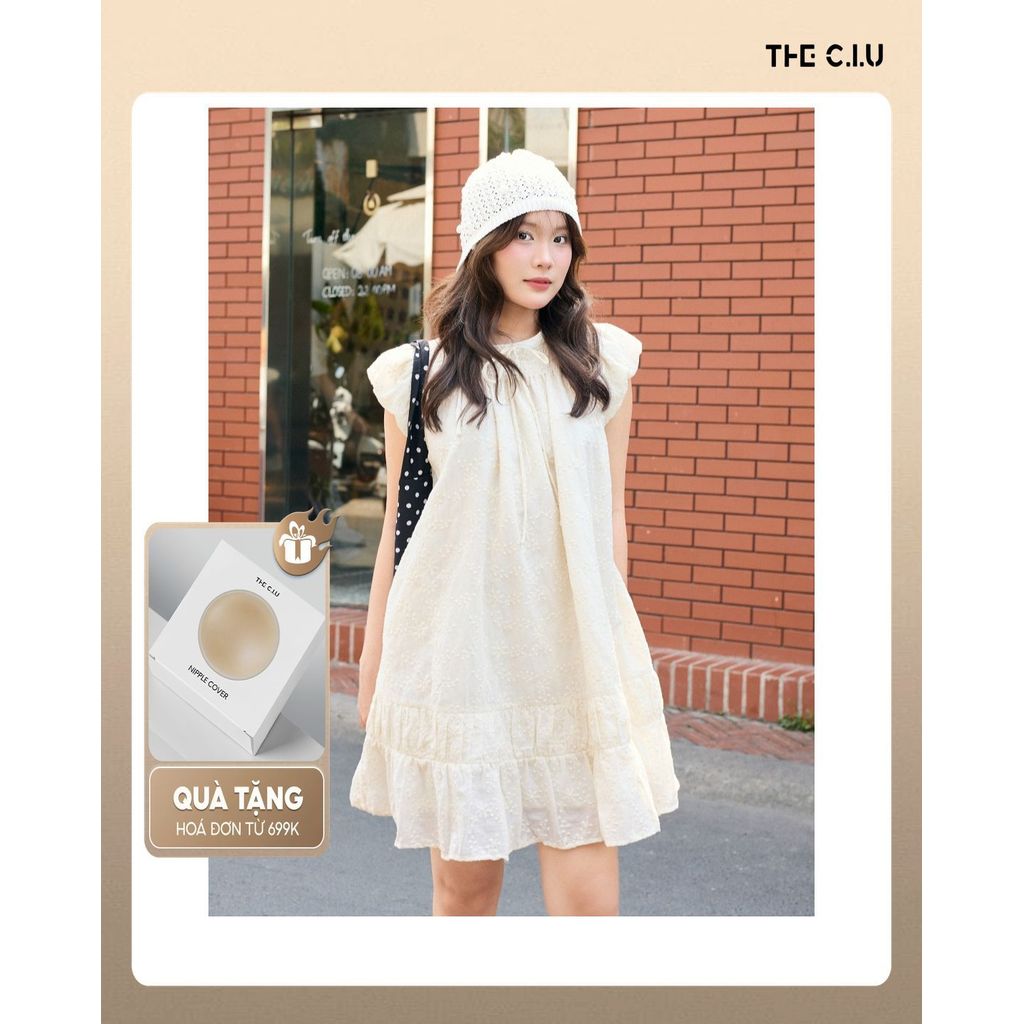 Đầm babydoll nữ tay cánh tiên THE C.I.U, đầm xô thêu hoa form suông xòe nữ tính – Blossom Dress
