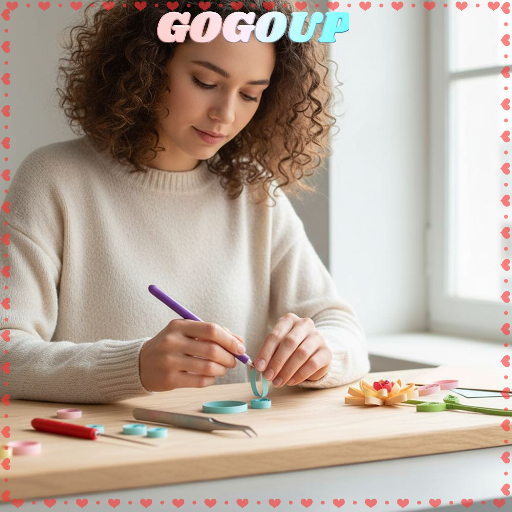 GOGOASDGRF 3 Dụng Cụ Giấy Quilling, Nhíp Khuỷu Tay Nhựa DIY Quilling Dụng Cụ, Bộ Dụng Cụ Quilling Ch