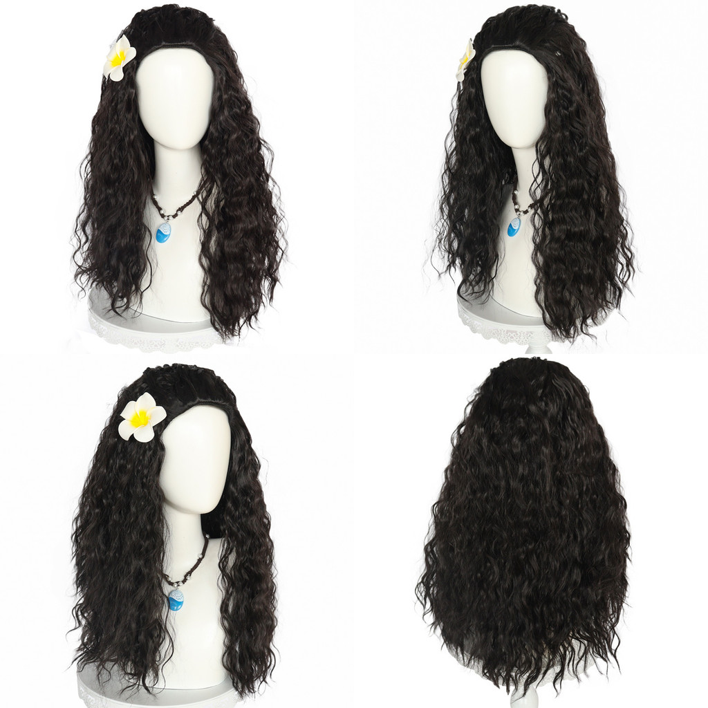 Halloween Cosplay Anime Biểu diễn sân khấu Tóc giả moana Công chúa moana Tóc giả moana Tóc giả