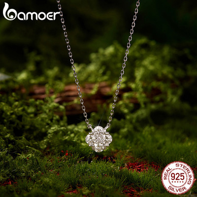 Bamoer Bạc 925 Moissanite Vòng Cổ Bốn Lá Cỏ Ba Lá Trang Sức Cho Nữ Quà Tặng Có Giấy Chứng Nhận