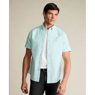 CHARLES TYRWHITT - Áo sơ mi nam cổ bẻ tay ngắn phối túi_CSC0035-AQA