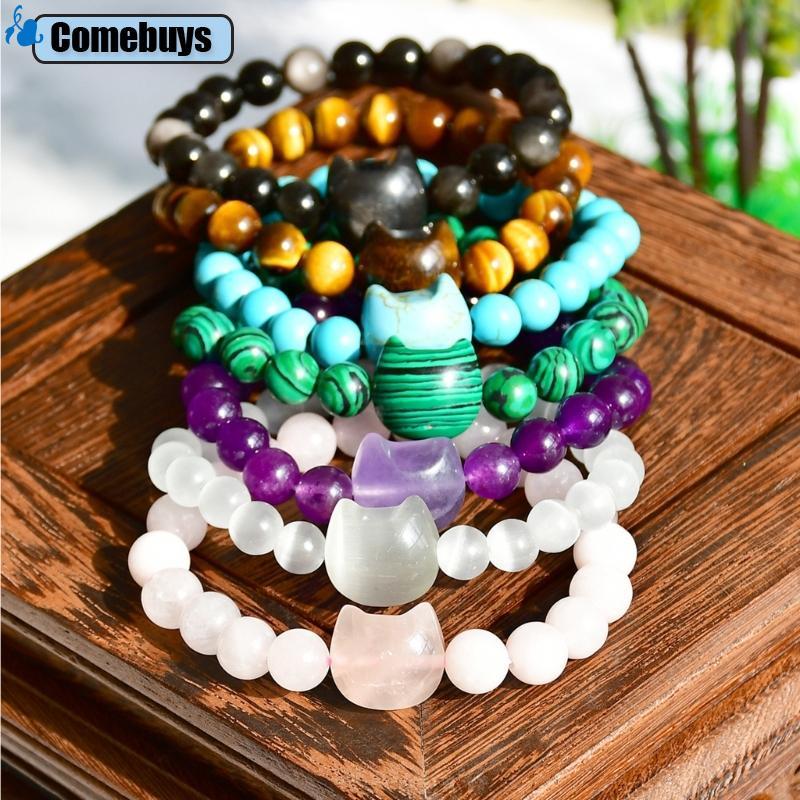 Com * Đầu Mèo Charm Chữa Bệnh Vòng Tay Pha Lê Đính Hạt Dây Đeo Tay Cho Nữ Và Bé Gái Nhân Kỷ Niệm Sin