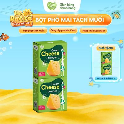 Combo 2 hộp phô mai kem tách muối Mămmy dạng bột rắc cơm, cháo cho bé ăn dặm bổ sung canxi, hộp 10 gói