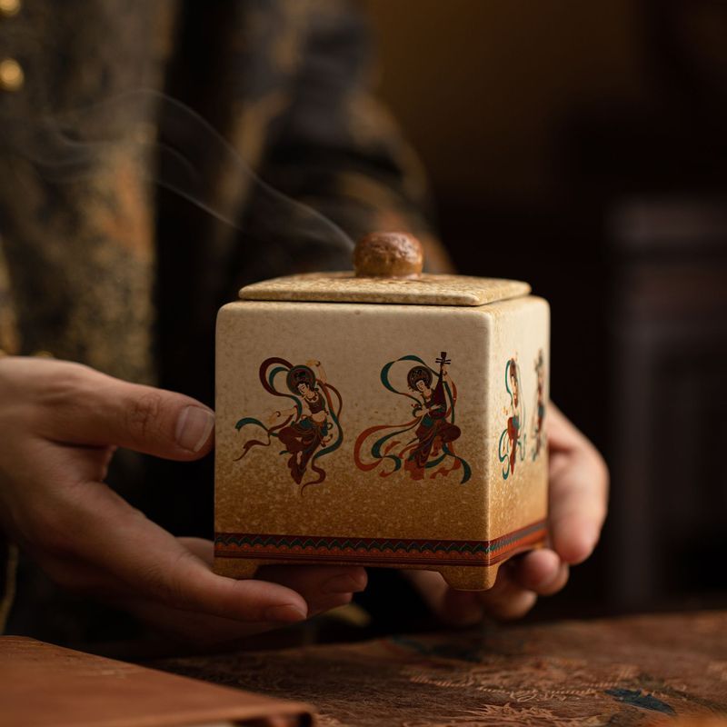 Dunhuang Feitian Gốm Lư Hương Trung Quốc Mới Trà Phòng Thiền Hương Liệu Trà Đồ Trang Trí Trà Ghế Đựn