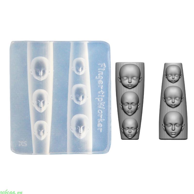 Zebeaavn Búp Bê Mặt Móng Tay Nghệ Thuật Khuôn Silicon Dành Cho Nữ Bé Gái Phụ Kiện Móng Tay Làm Khuôn