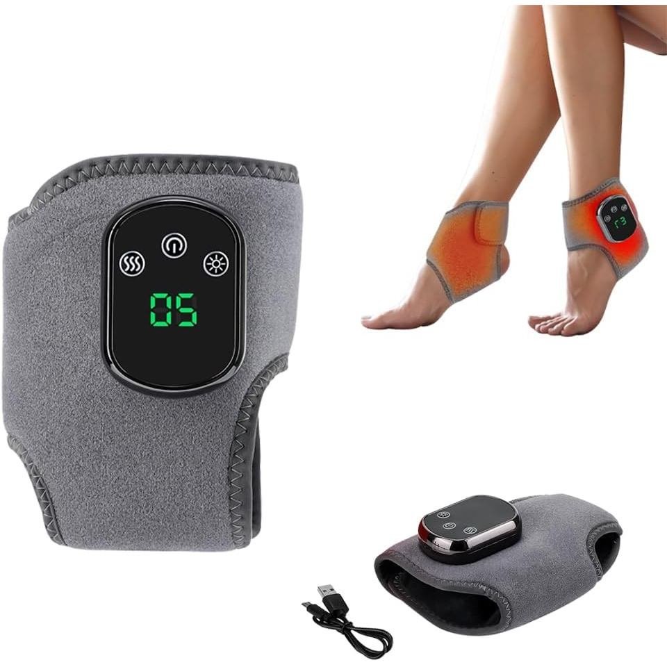 PortableFootandAnkleMassagerwithHeat – Bộ chuyển đổi 3 tốc độ & 5 cấp độ, WirelessforPainRelief, Sưn
