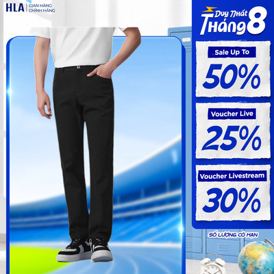 [GIẢM 50%] Quần Jeans Nam HLA Regular Fit Màu Đen, Giữ Form Đẹp, Gọn Gàng & Thoải Mái Cả Ngày