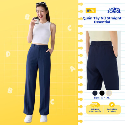 Quần âu nữ Yody cạp phối chun lưng, quần straight essential dáng suông thanh lịch TRA WOTR26A009