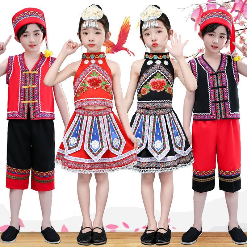 Trẻ em Việt Nam Miao Trang phục khiêu vũ dân tộc thiểu số Váy biểu diễn cho Buwan ng Wika Tháng ngôn