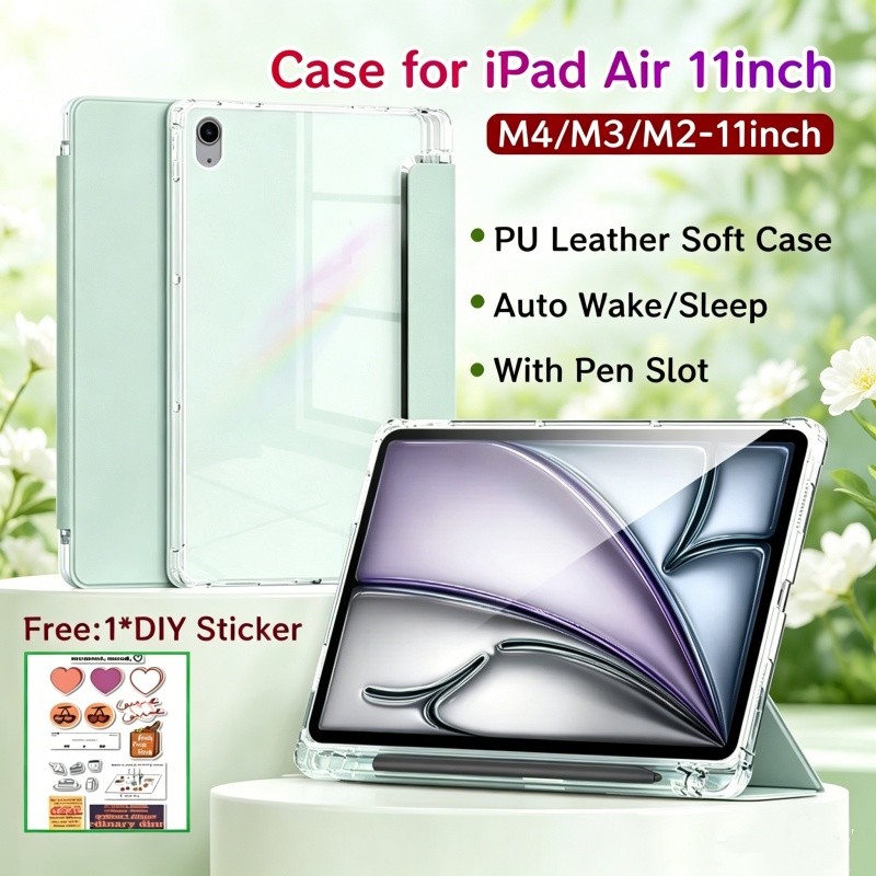 Ốp Lưng Cho iPad Air 11 inch M4 / M3 Có Khe Cắm Bút Trong Suốt Mặt Sau Bảo Vệ Từ Tính Cho iPad Air 8