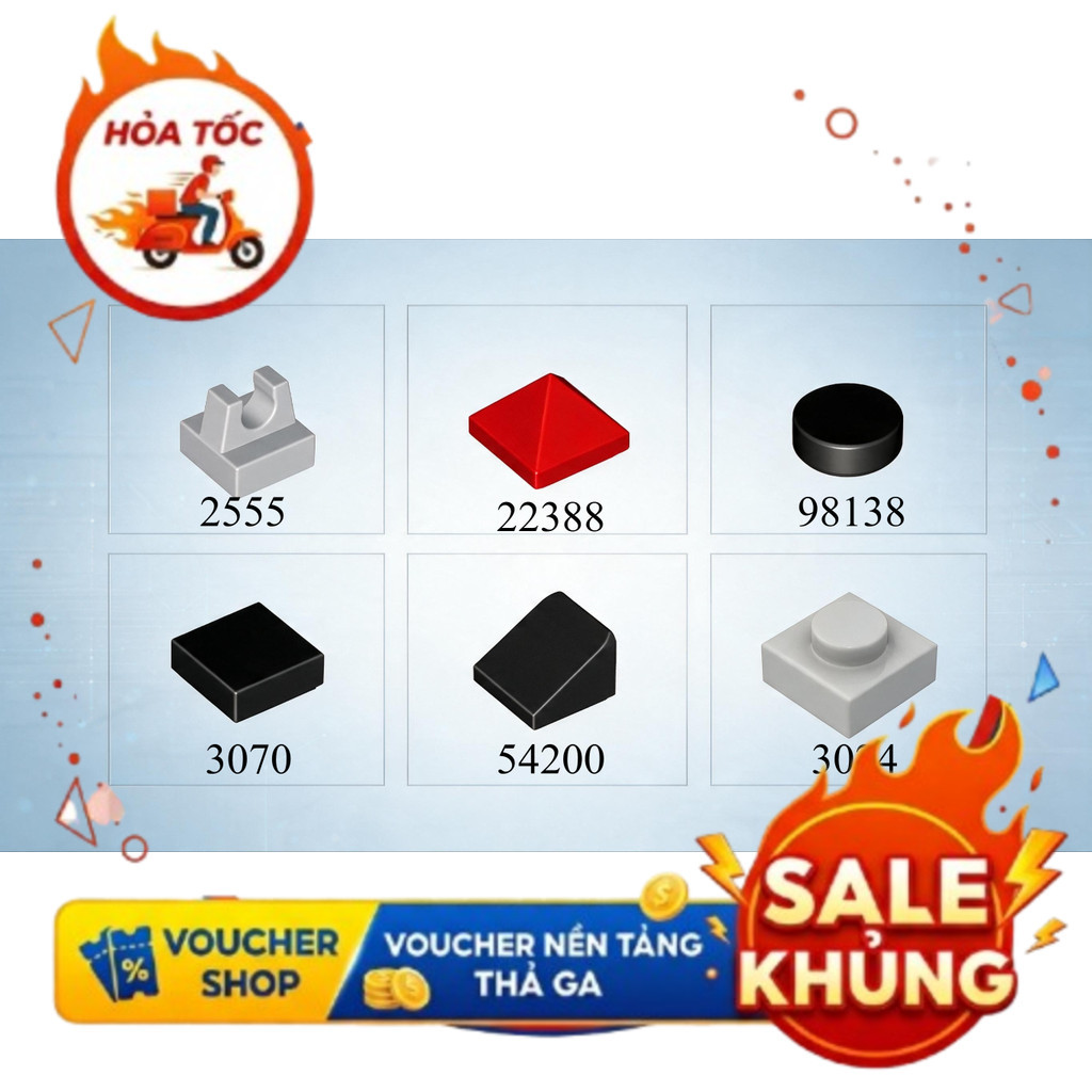 COMBO 20 Gạch 1X1 Moc Trên NO.026 - Phụ Kiện MOC Part 2555 12825 22388 98138 3070 54200 3024