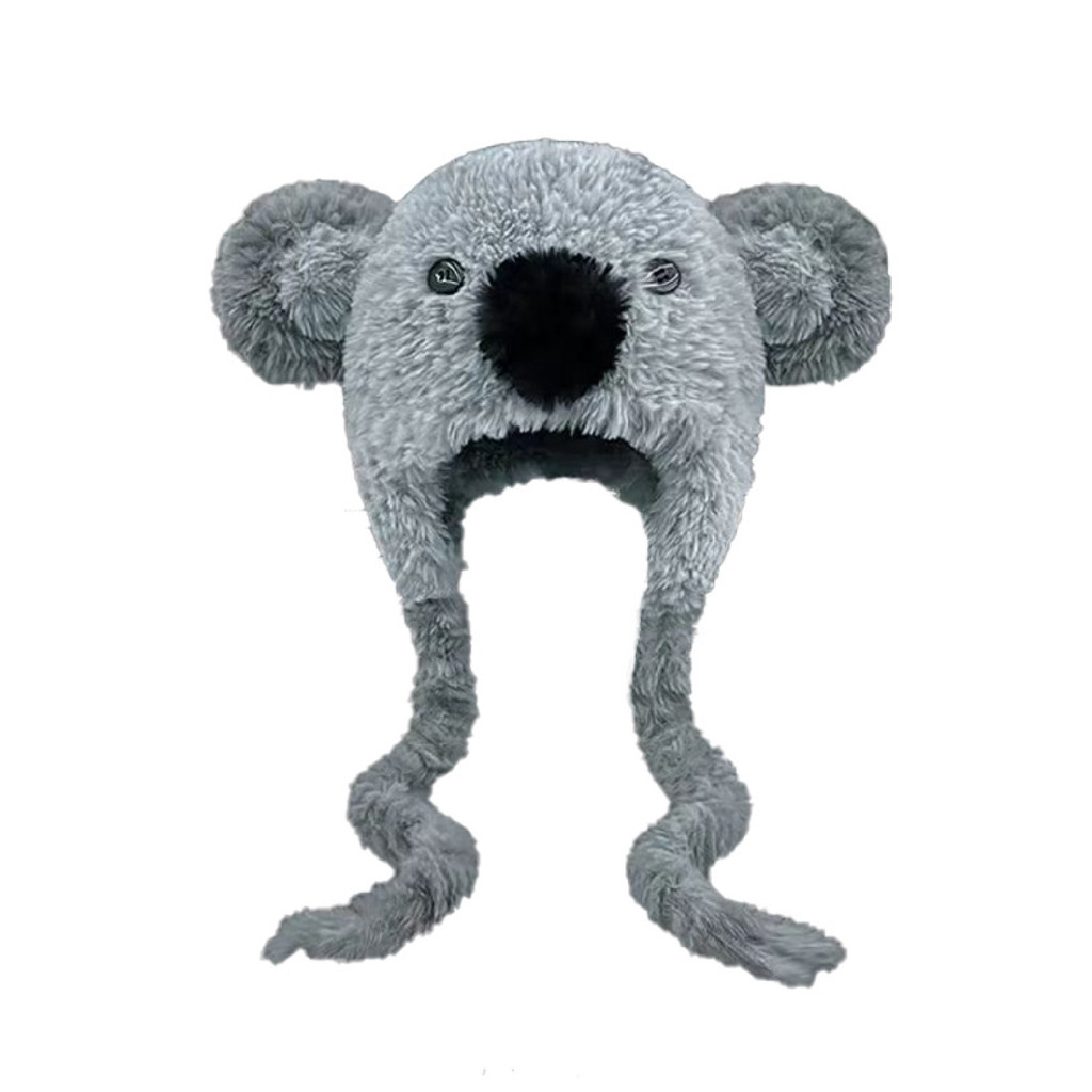 Baosity Fuzzy Koala Earflap Mũ ấm áp Koala Fuzzy Mũ chống gió Sinh vật mềm Mũ nhân vật cho các bữa t