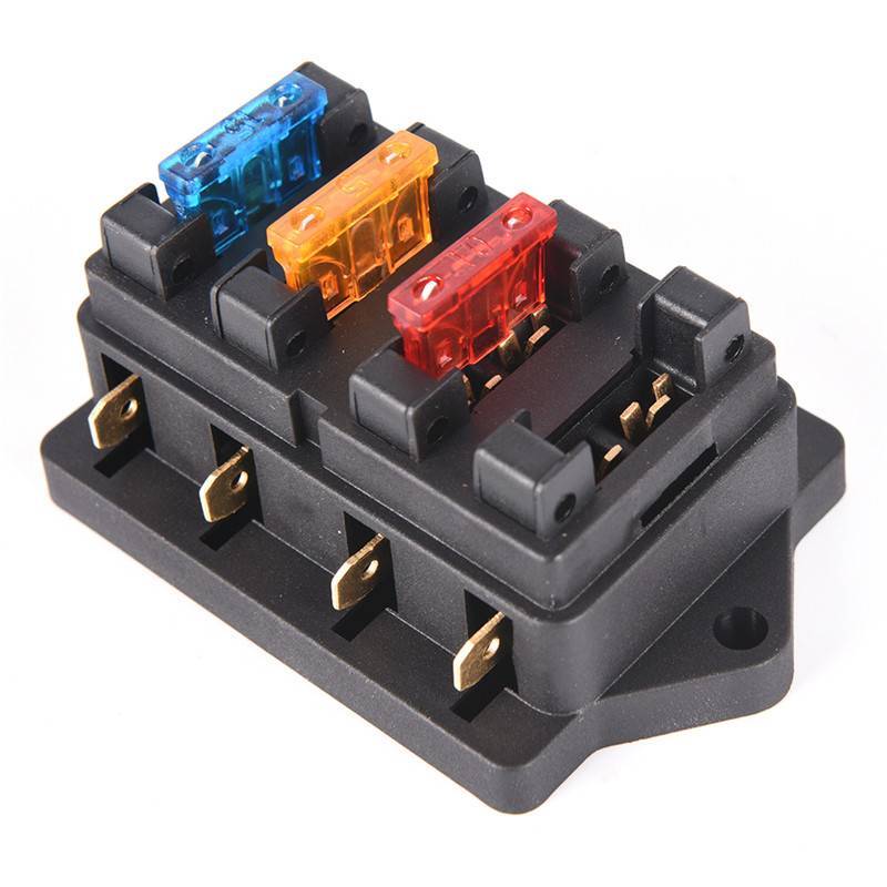 PfultR Car 4 Way Circuit Standard ATO de Fuse Box Blo Holder 12V / 24V + Cầu chì 4 chiều