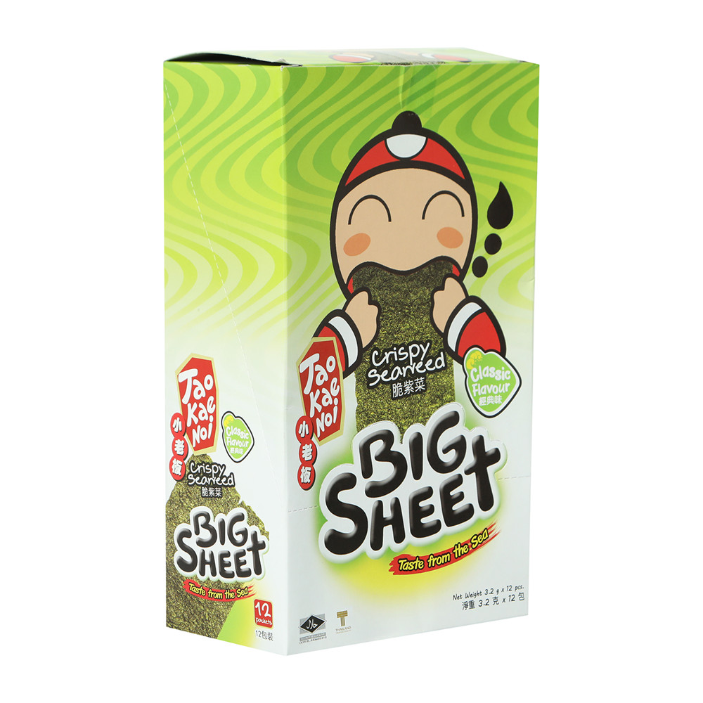 Snack rong biển Taokaenoi Big Sheet truyền thống 12 gói x 3g - 32054