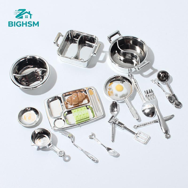 BIGHSM 1 / 12 Nhà Búp Bê Mô Phỏng Nồi Canh Nhà Búp Bê Mini Lẩu Bộ Đồ Ăn Búp Bê Nhà Bếp Phụ Kiện Nấu 