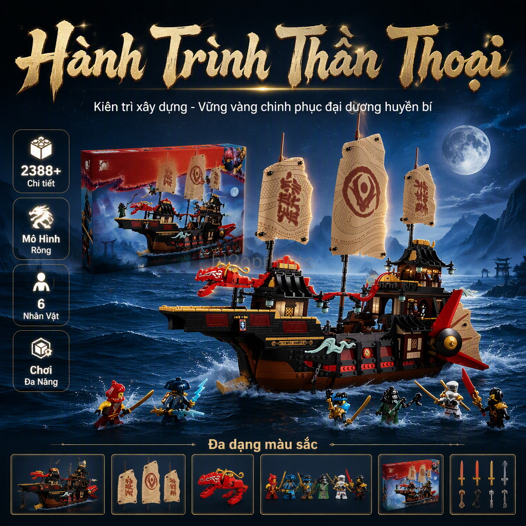 Đồ chơi lắp ráp Ninja 71848 Thần Điện Thưởng Thức Lớn Cho Bé Trai Bộ Xây Dựng Phantasy Ninjas Tập Tr
