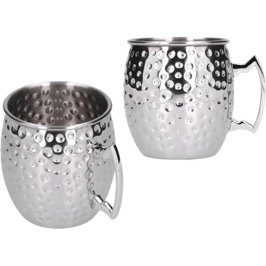 Cyrank Moscow Mule Cup, 2 Miếng Moscow Mule Cup Thép không gỉ Cốc Cocktail Thép không gỉ Thủy tinh K