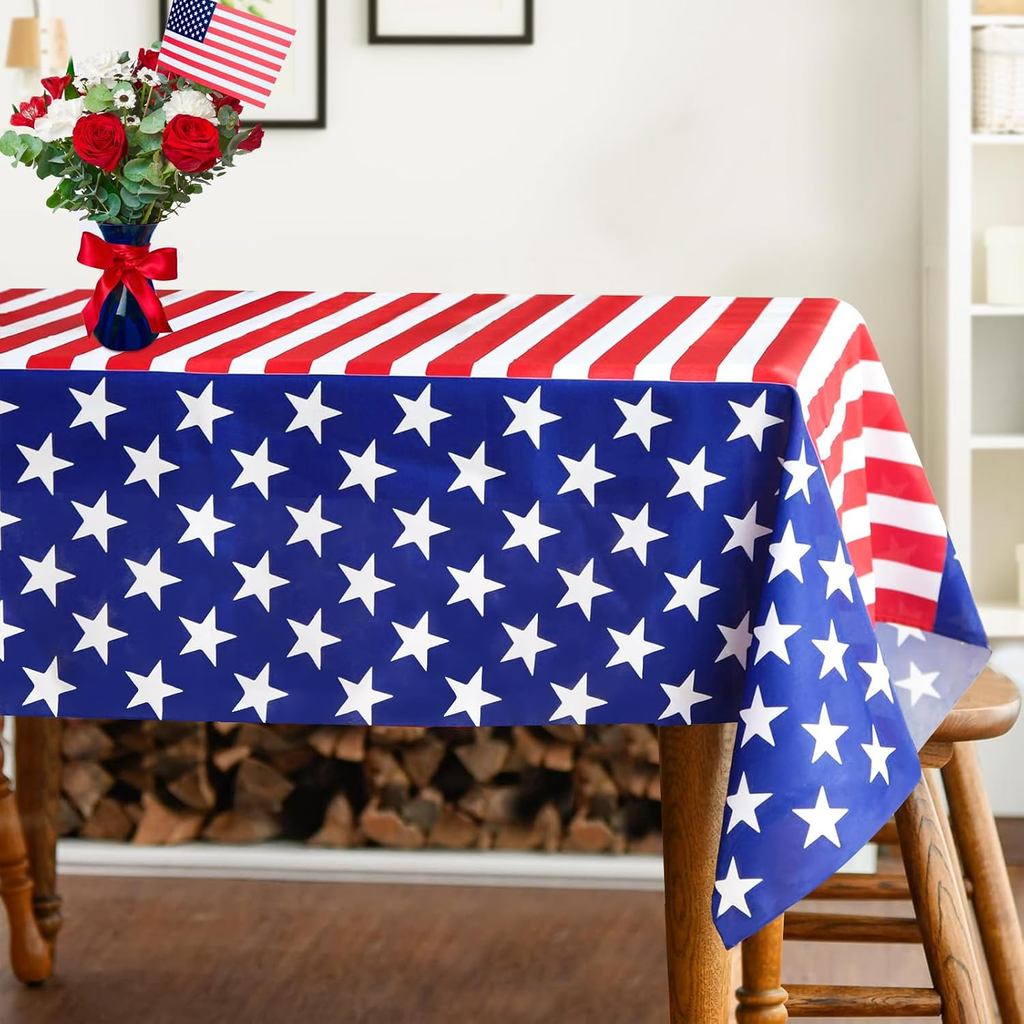 3 Gói Khăn Trải Bàn Yêu Nước 4th of July Khăn Trải Bàn Nhựa Dùng Một Lần Cờ Mỹ Khăn Trải Bàn Để Tran